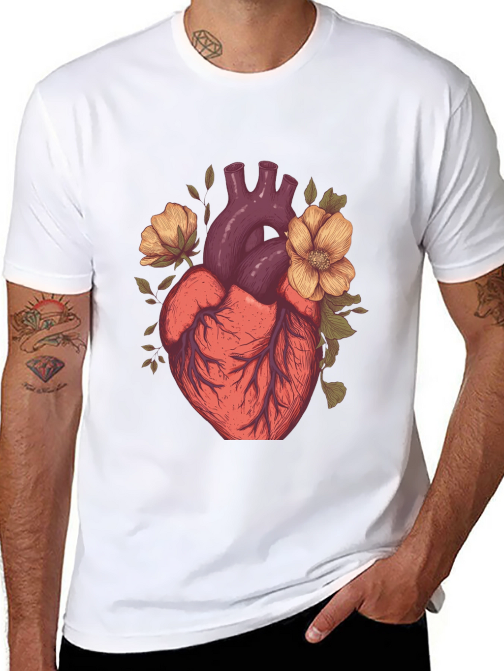 Anatomical Heart Floral Graphic Tee