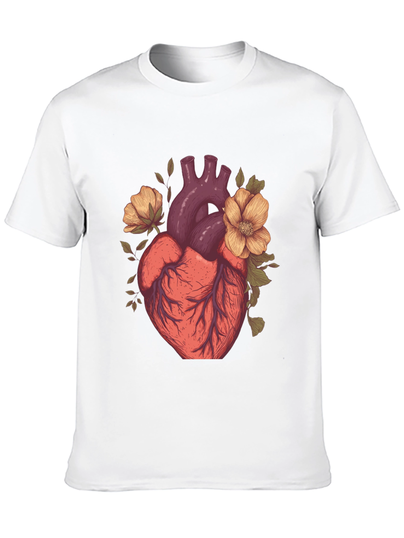 Anatomical Heart Floral Graphic Tee