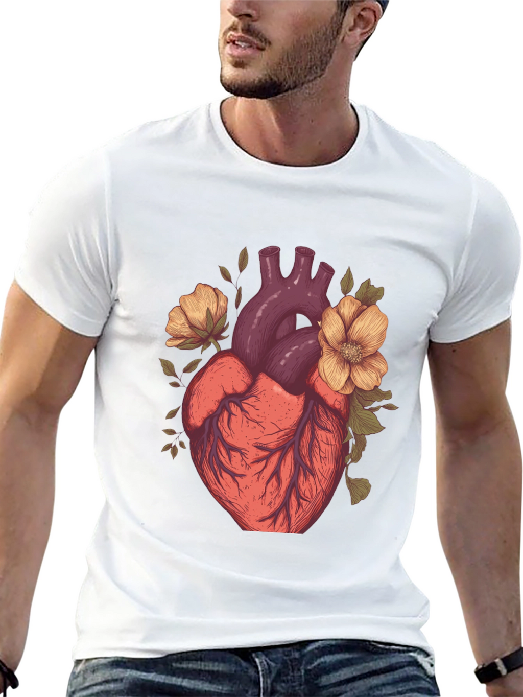 Anatomical Heart Floral Graphic Tee