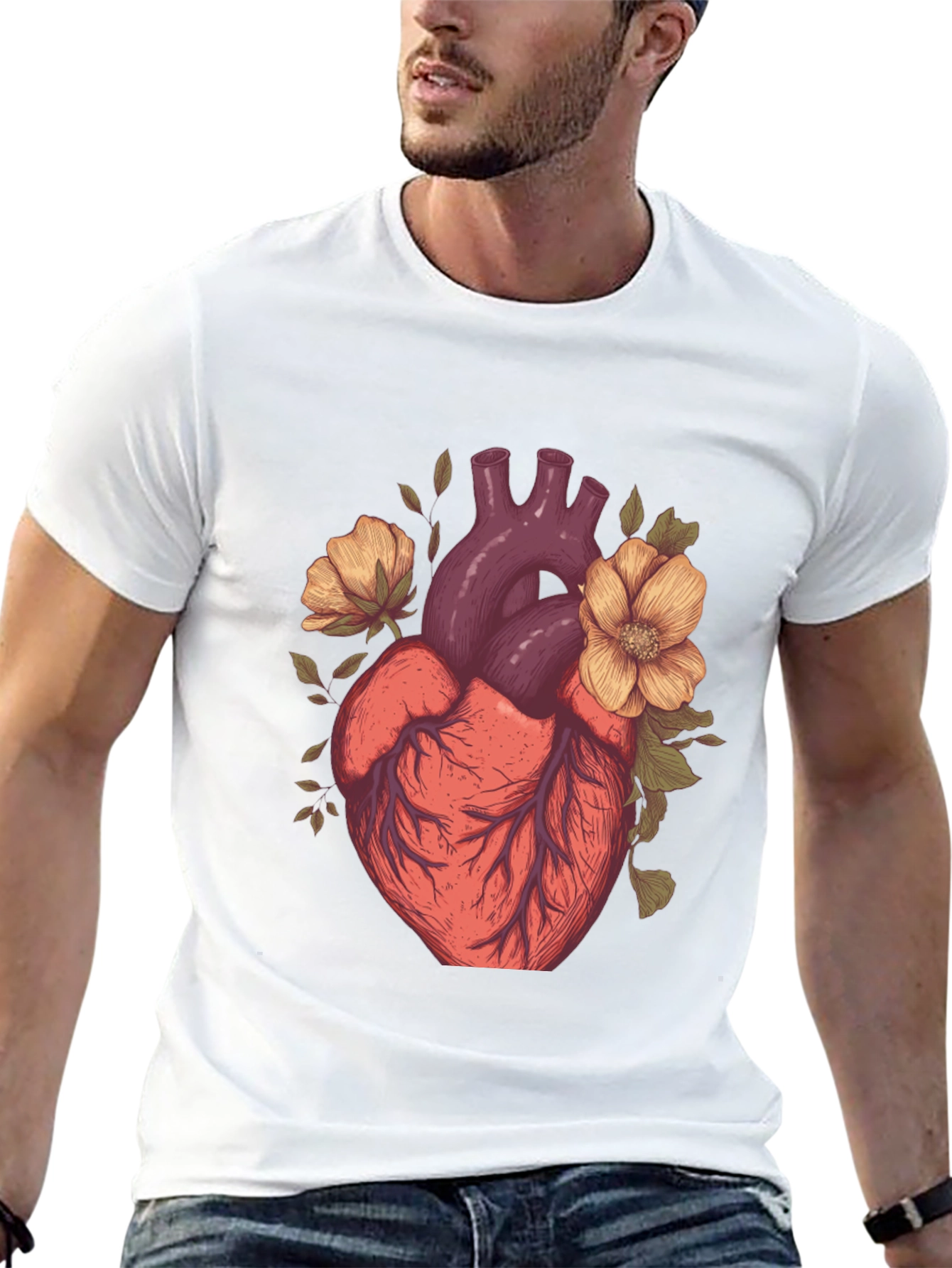 Anatomical Heart Floral Graphic Tee