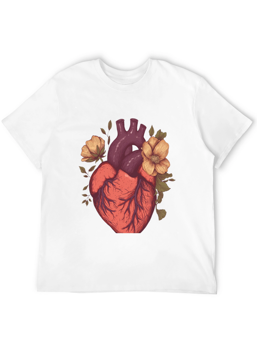 Anatomical Heart Floral Graphic Tee