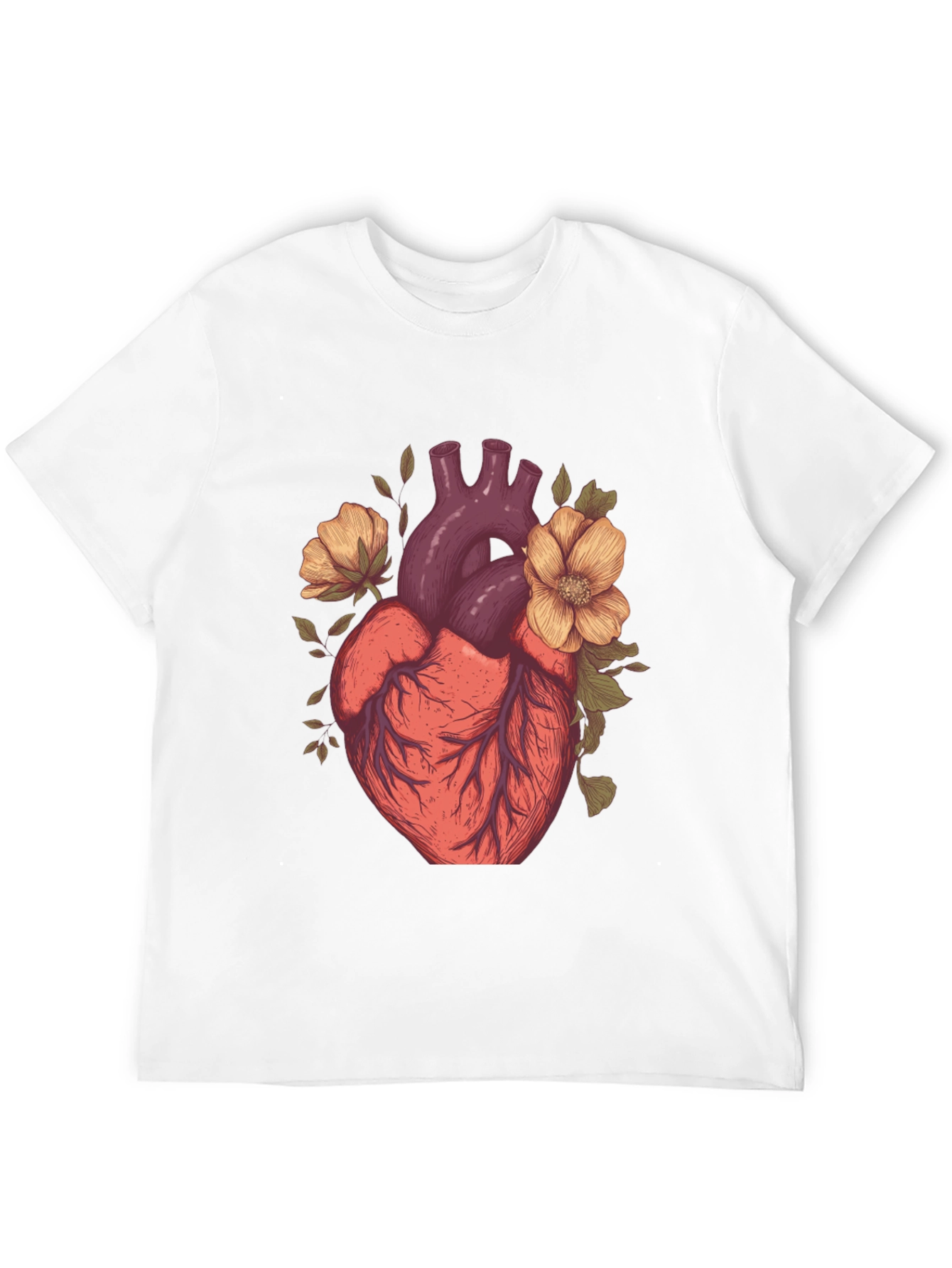 Anatomical Heart Floral Graphic Tee