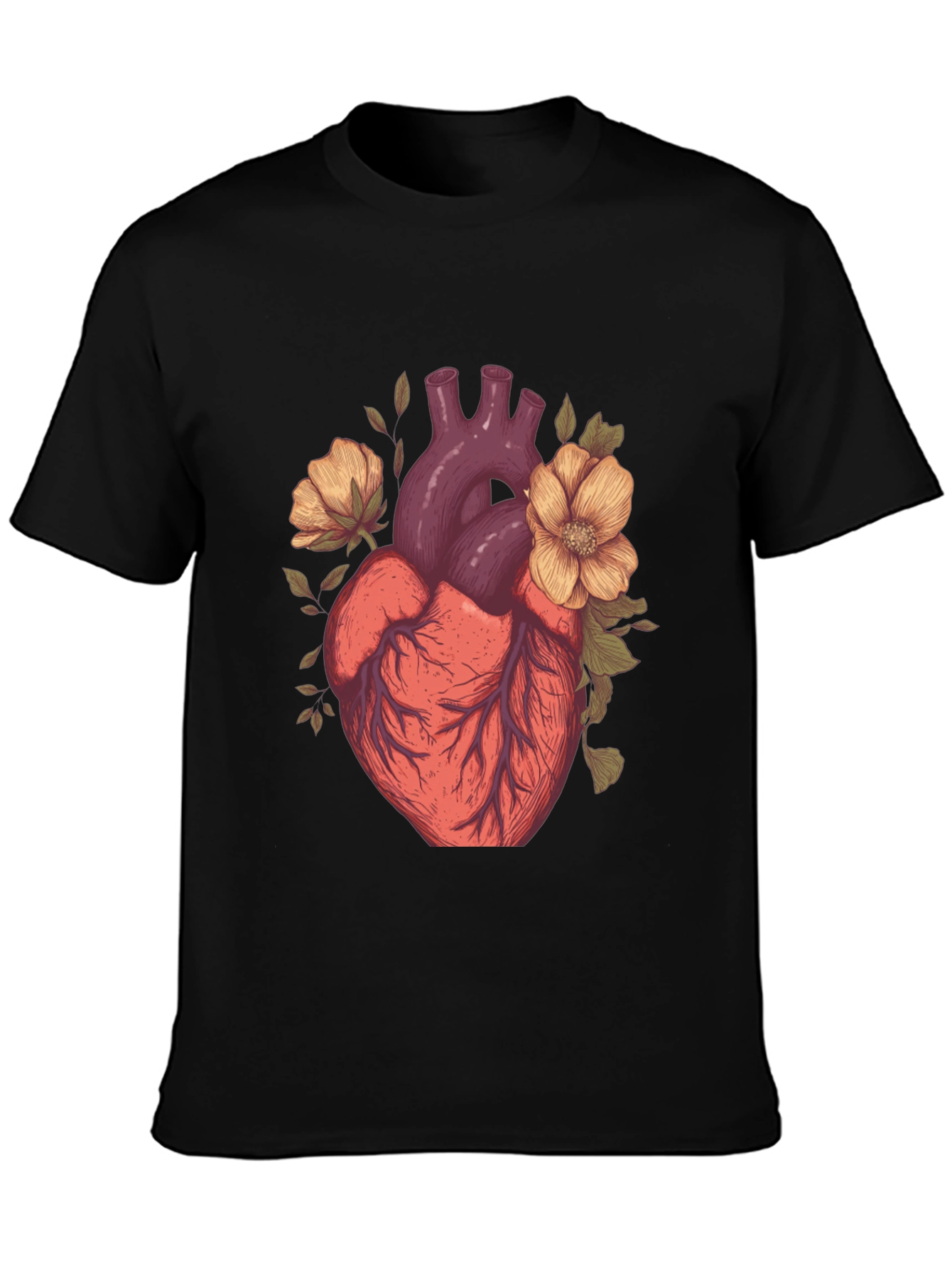Anatomical Heart Floral Graphic Tee