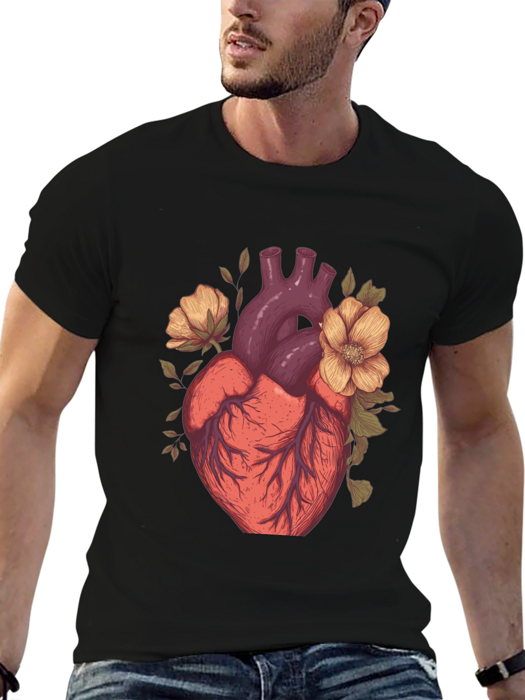 Anatomical Heart Floral Graphic Tee