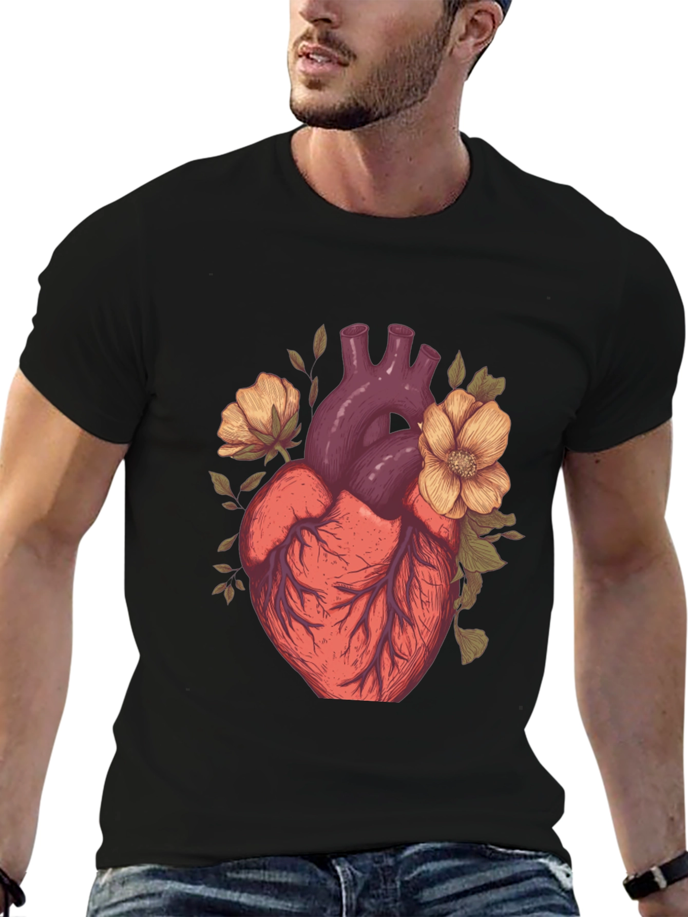 Anatomical Heart Floral Graphic Tee