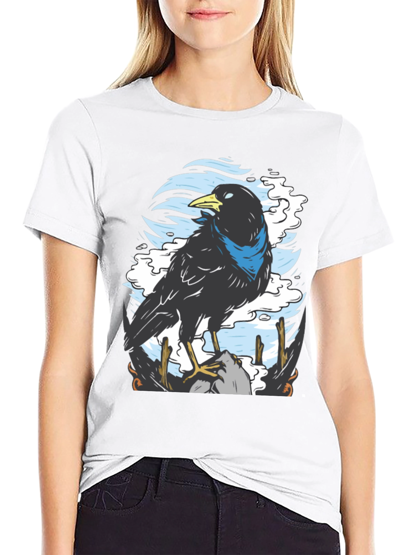 Raven Graphic T-Shirt - Unique Bird Design