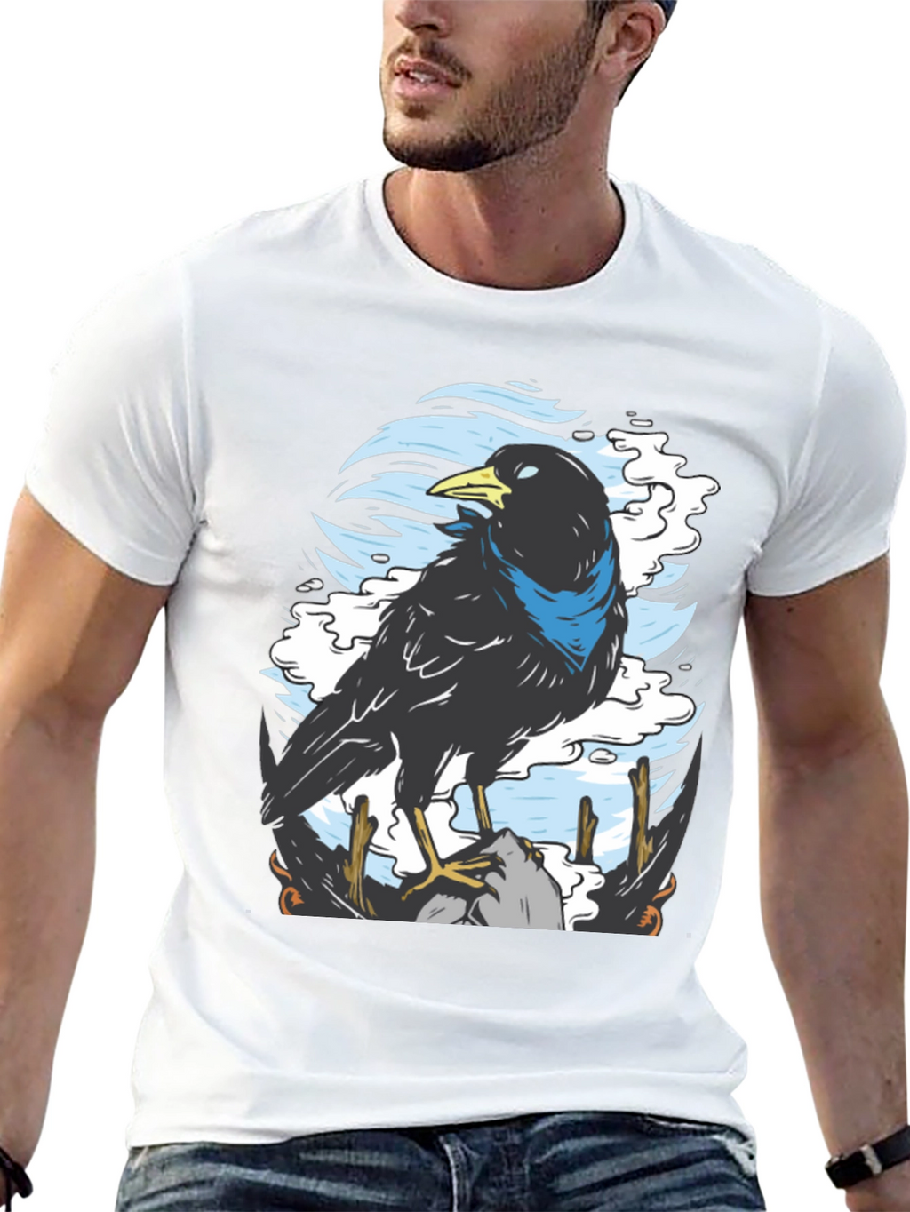 Raven Graphic T-Shirt - Unique Bird Design