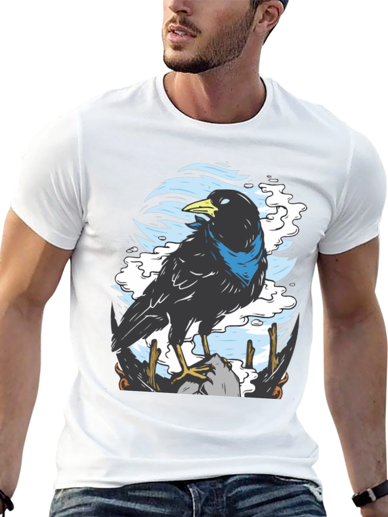 Raven Graphic T-Shirt - Unique Bird Design