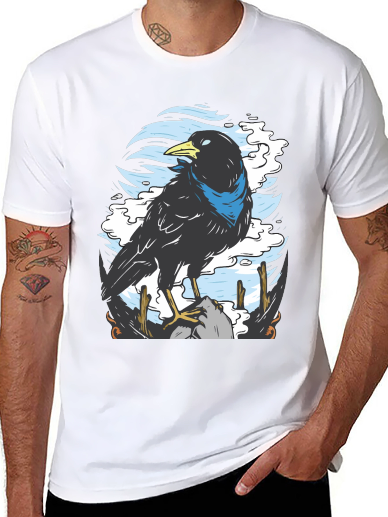 Raven Graphic T-Shirt - Unique Bird Design