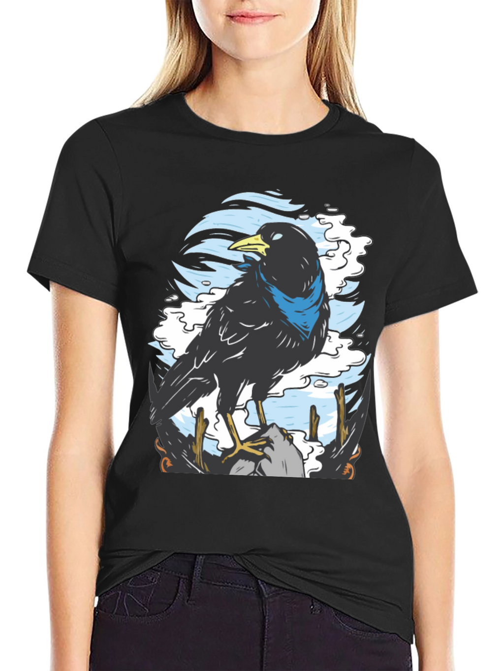 Raven Graphic T-Shirt - Unique Bird Design
