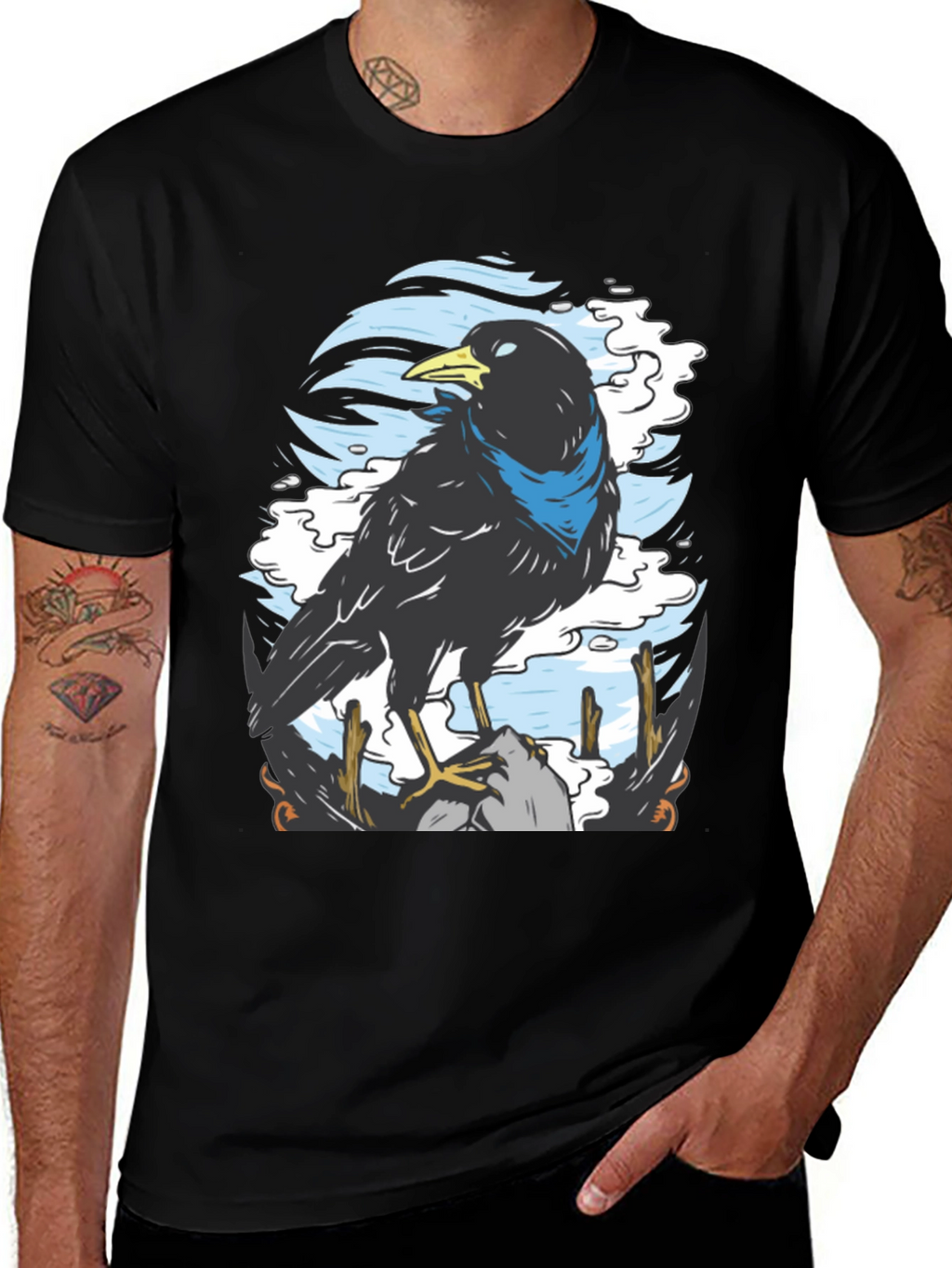 Raven Graphic T-Shirt - Unique Bird Design