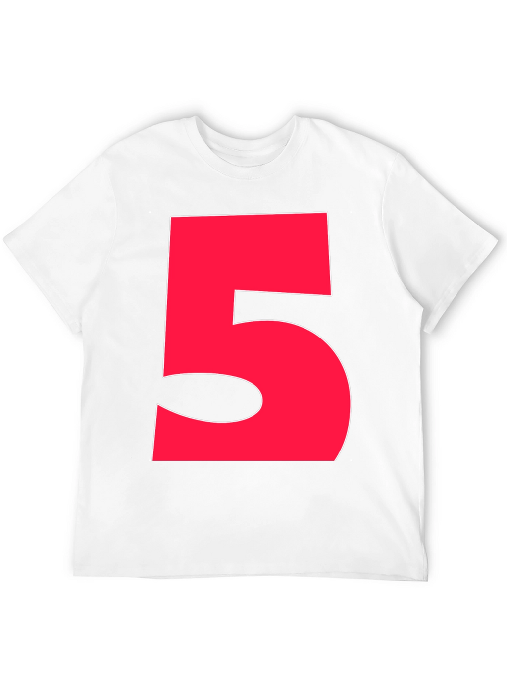 Bold Red Number 5 Graphic Tee - Black