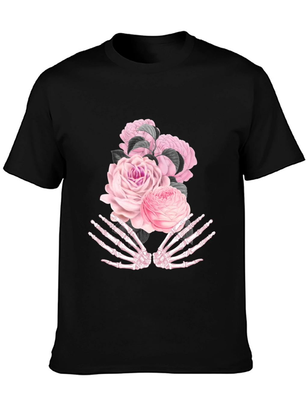 Floral Skeleton Hand Graphic T-Shirt