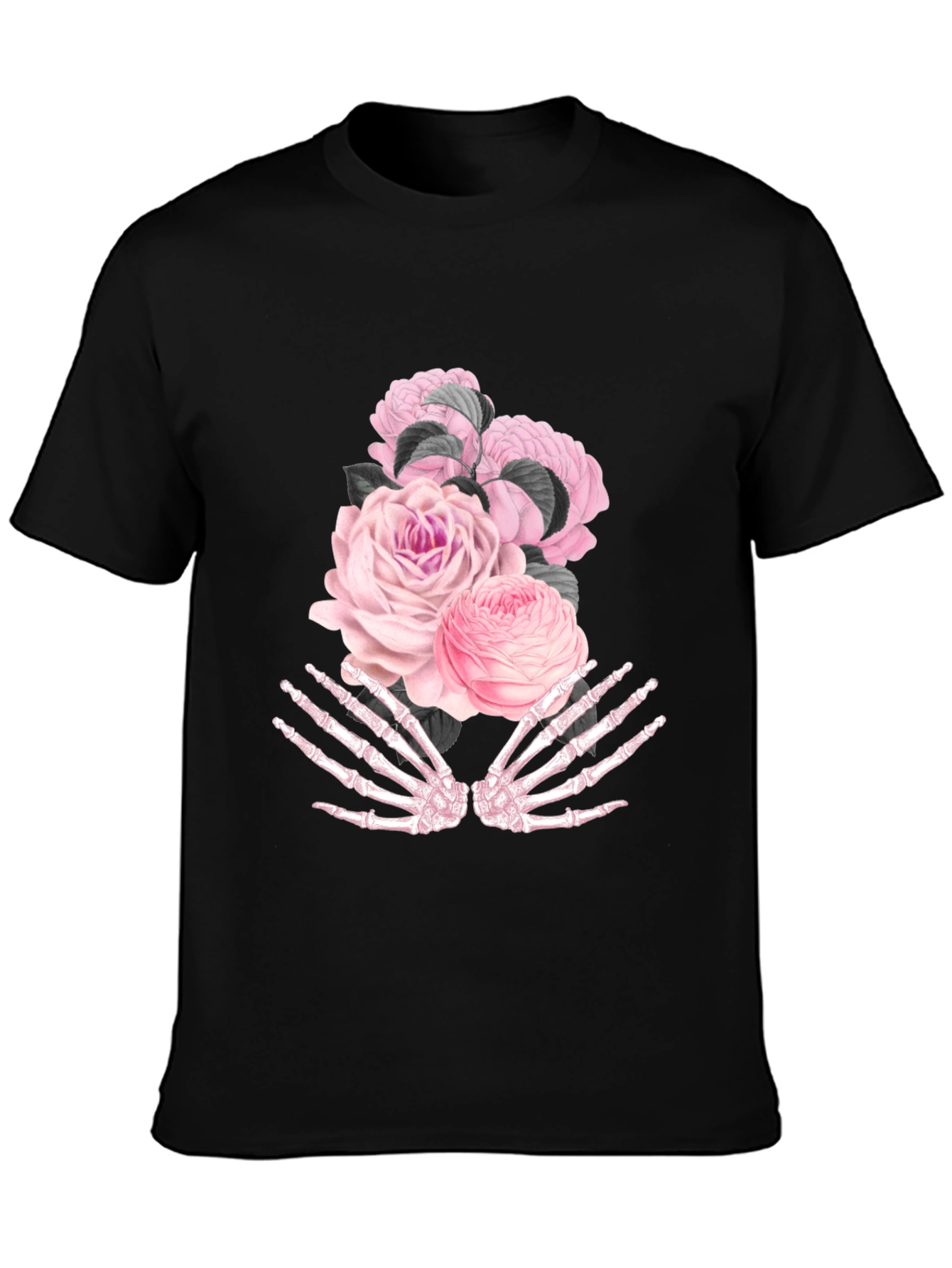 Floral Skeleton Hand Graphic T-Shirt