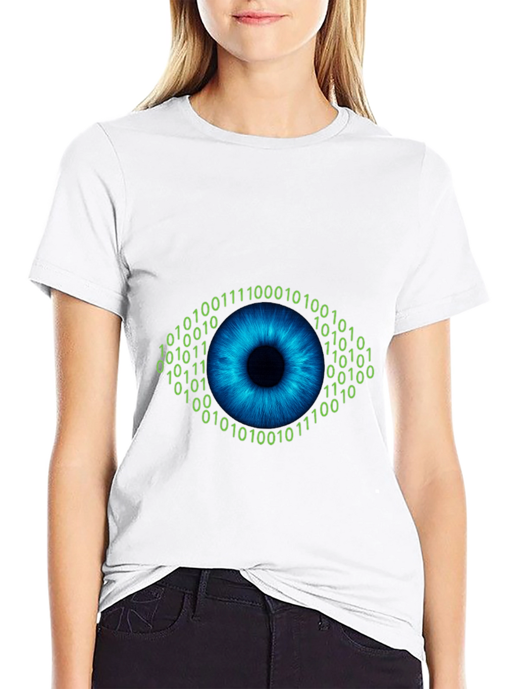 Binary Eye Graphic T-Shirt - Black Cotton