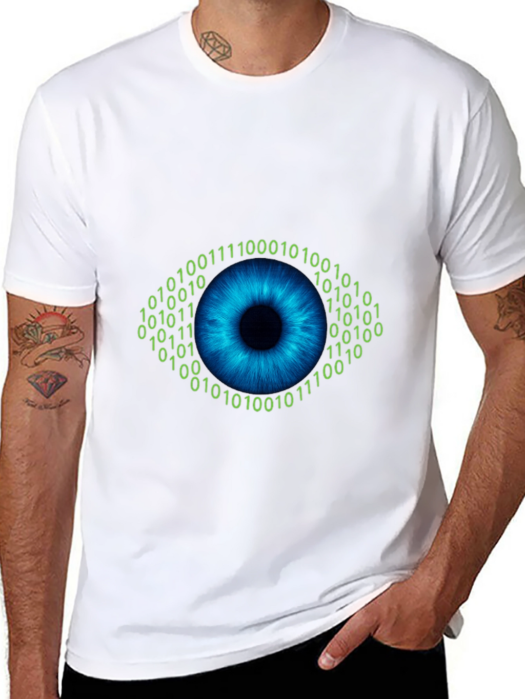 Binary Eye Graphic T-Shirt - Black Cotton