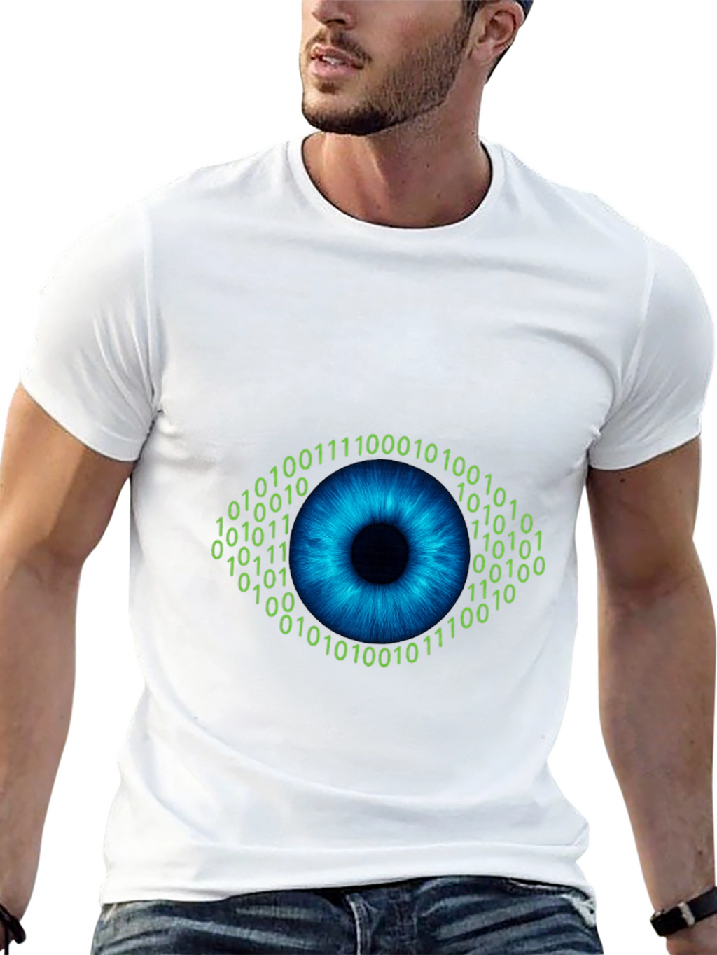 Binary Eye Graphic T-Shirt - Black Cotton