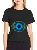Binary Eye Graphic T-Shirt - Black Cotton