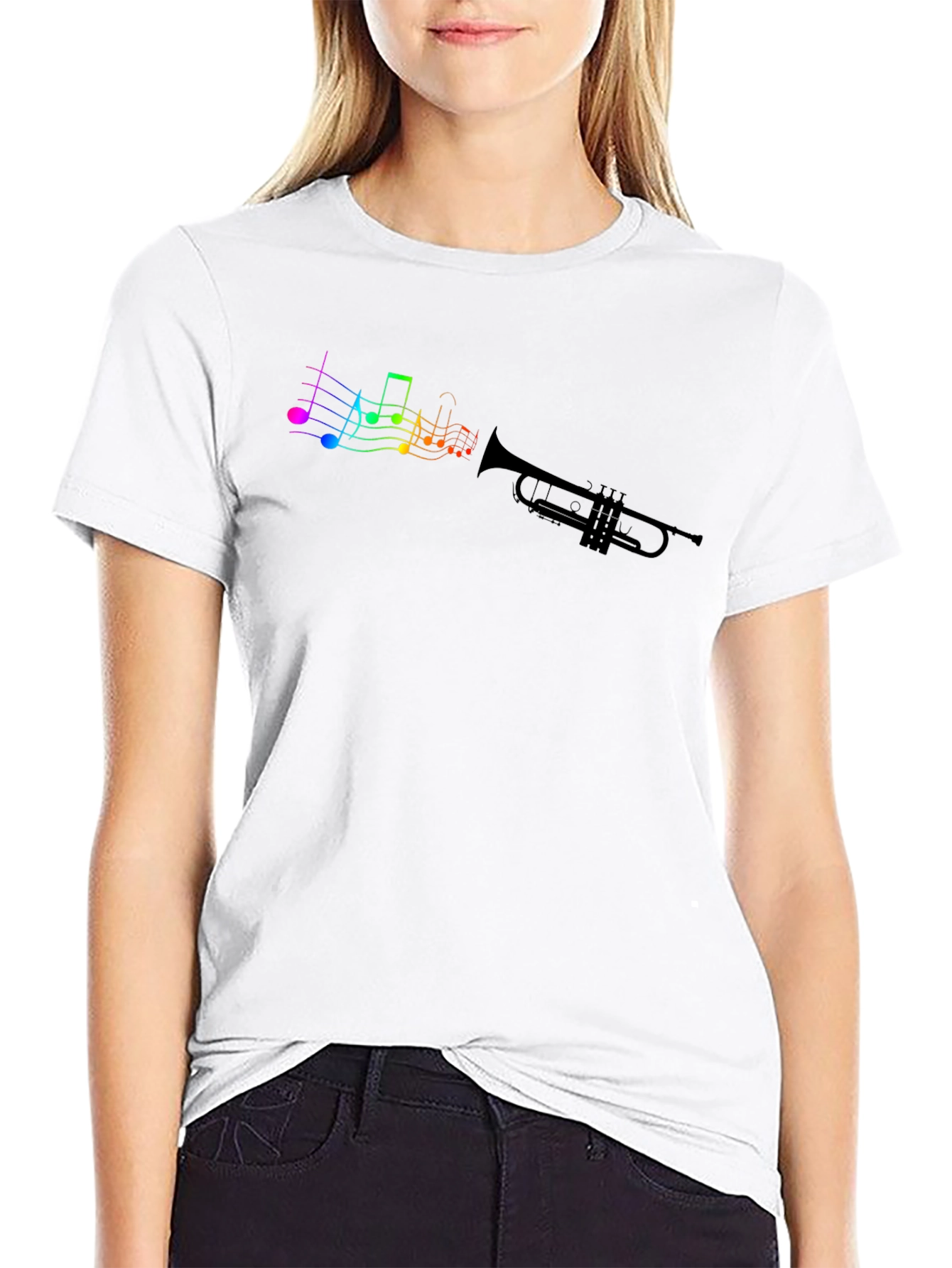 Musical Trumpet T-Shirt - Rainbow Notes