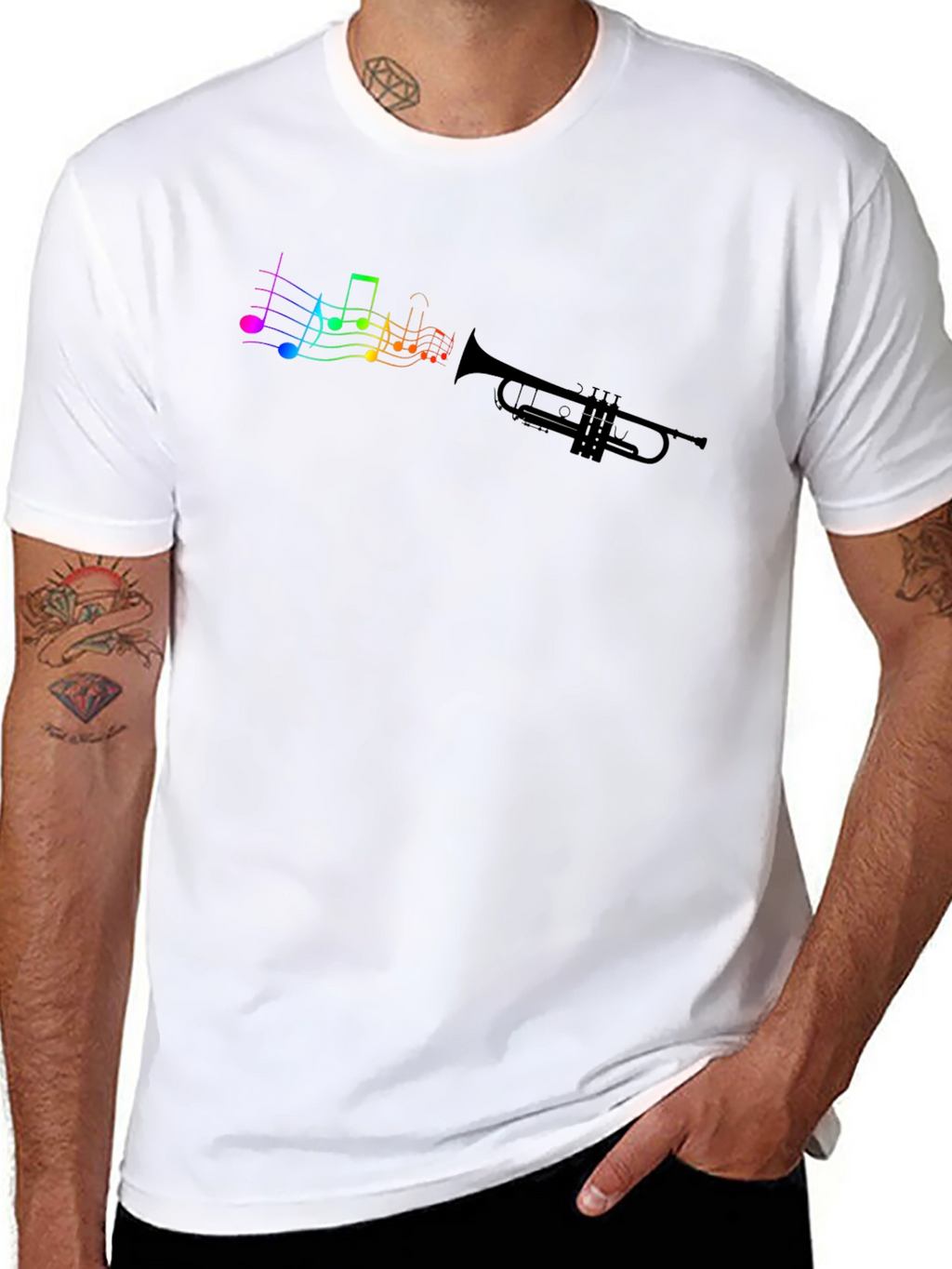 Musical Trumpet T-Shirt - Rainbow Notes
