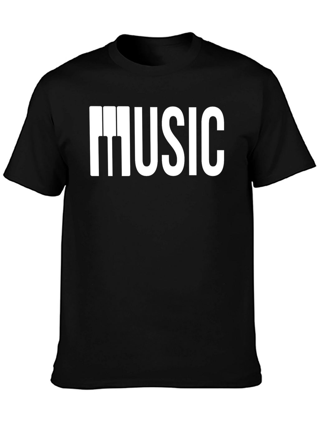 Music Piano Keys Graphic Black T-Shirt