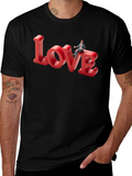 Love T-Shirt: Man Sitting on Word Art