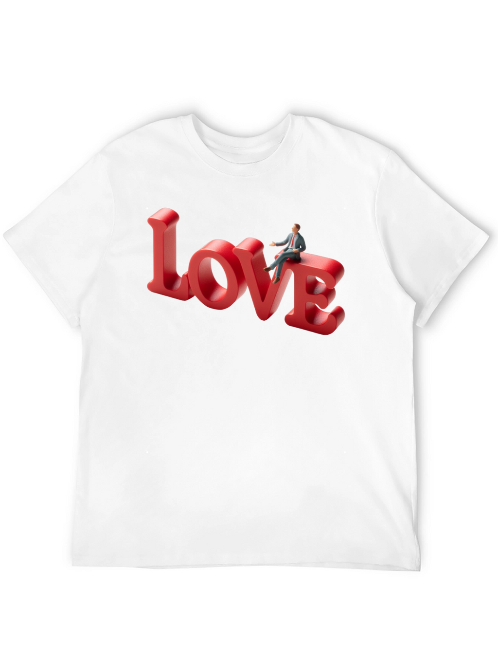 Love T-Shirt: Man Sitting on Word Art