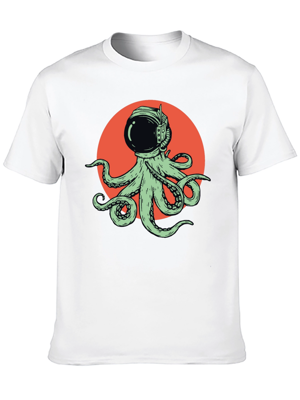 Octopus Astronaut Graphic Tee - Black Cotton T-Shirt