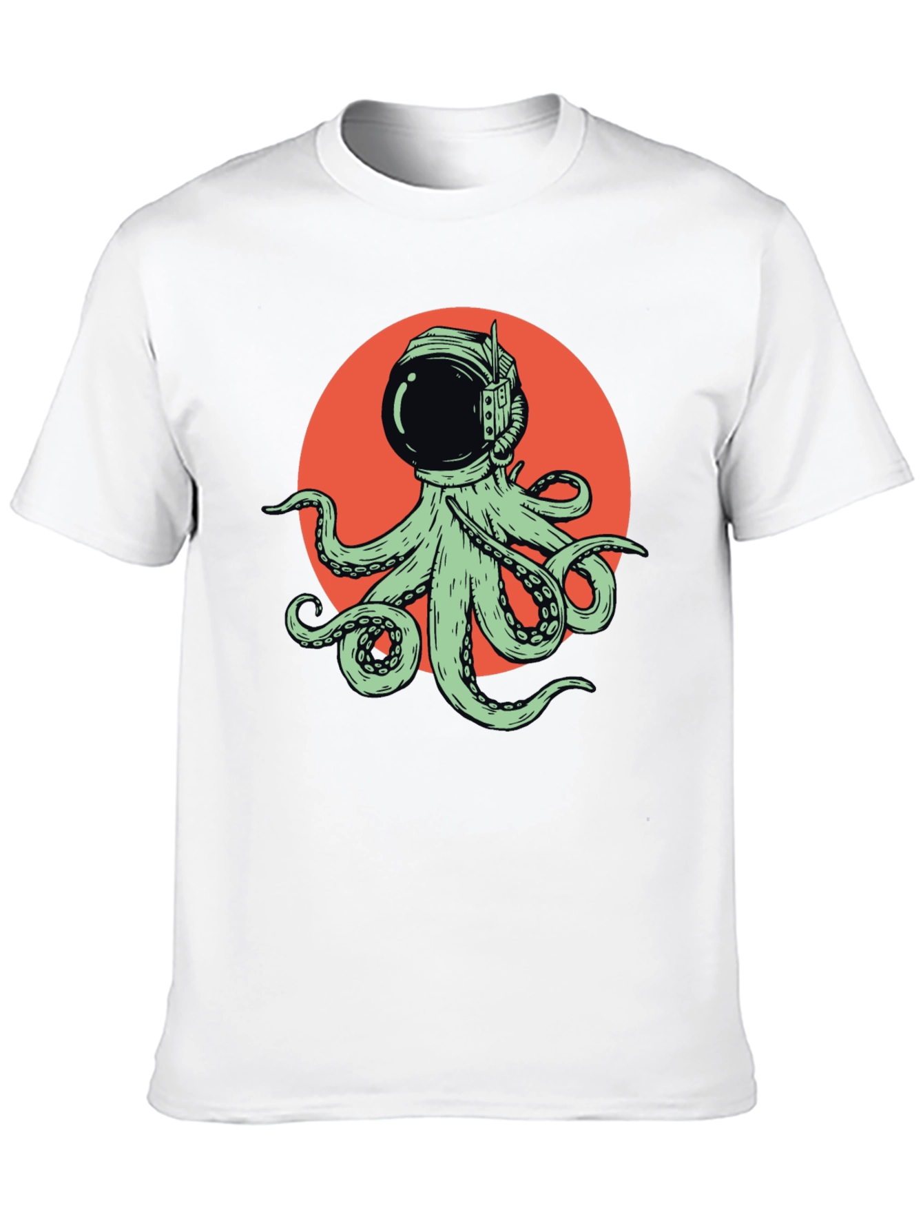 Octopus Astronaut Graphic Tee - Black Cotton T-Shirt