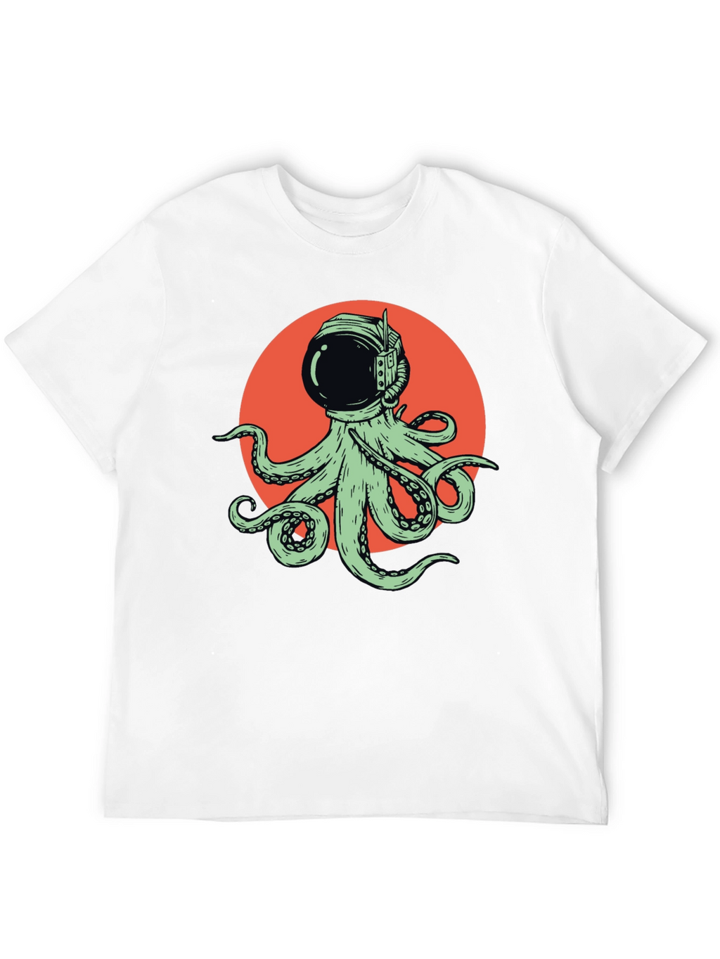 Octopus Astronaut Graphic Tee - Black Cotton T-Shirt