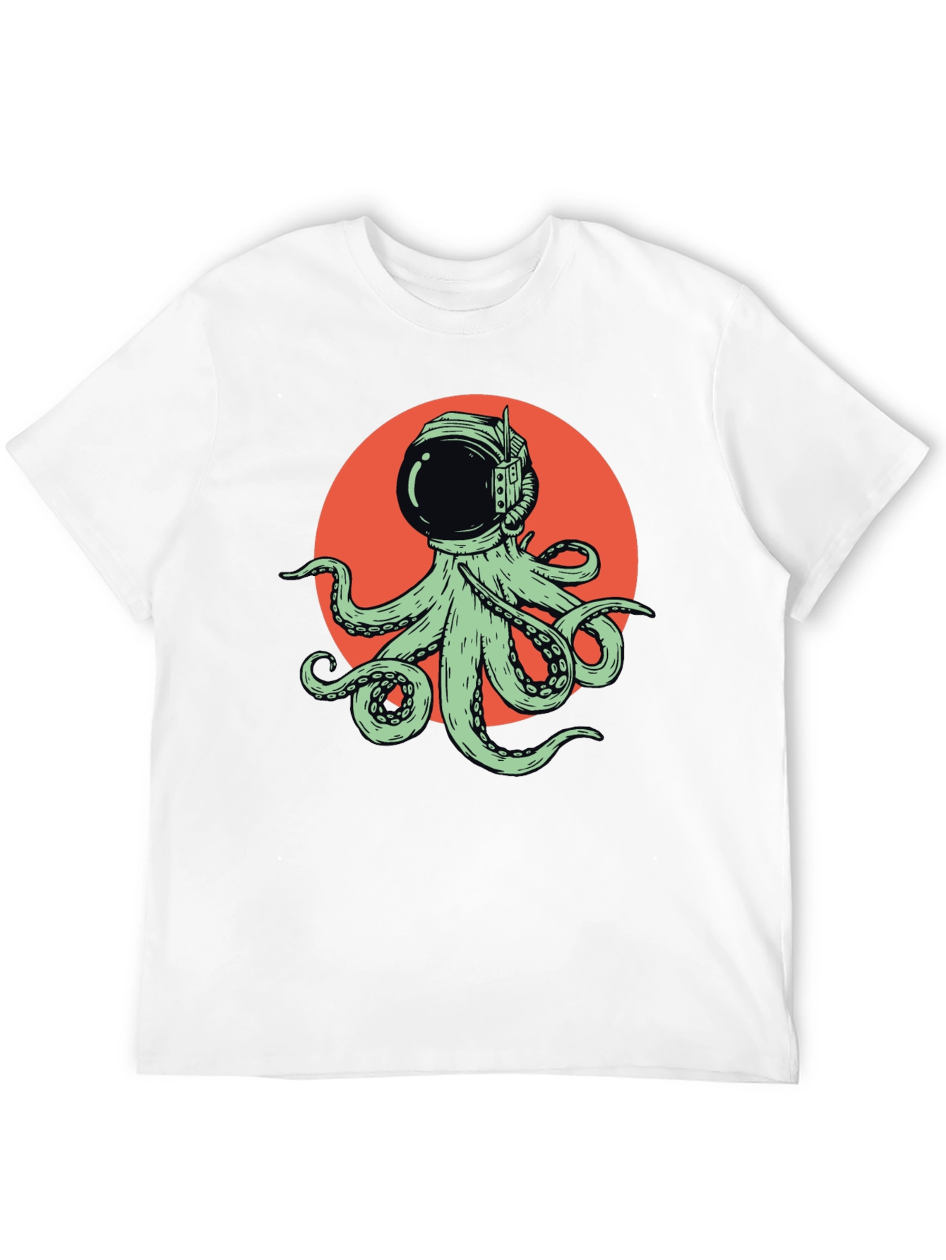 Octopus Astronaut Graphic Tee - Black Cotton T-Shirt