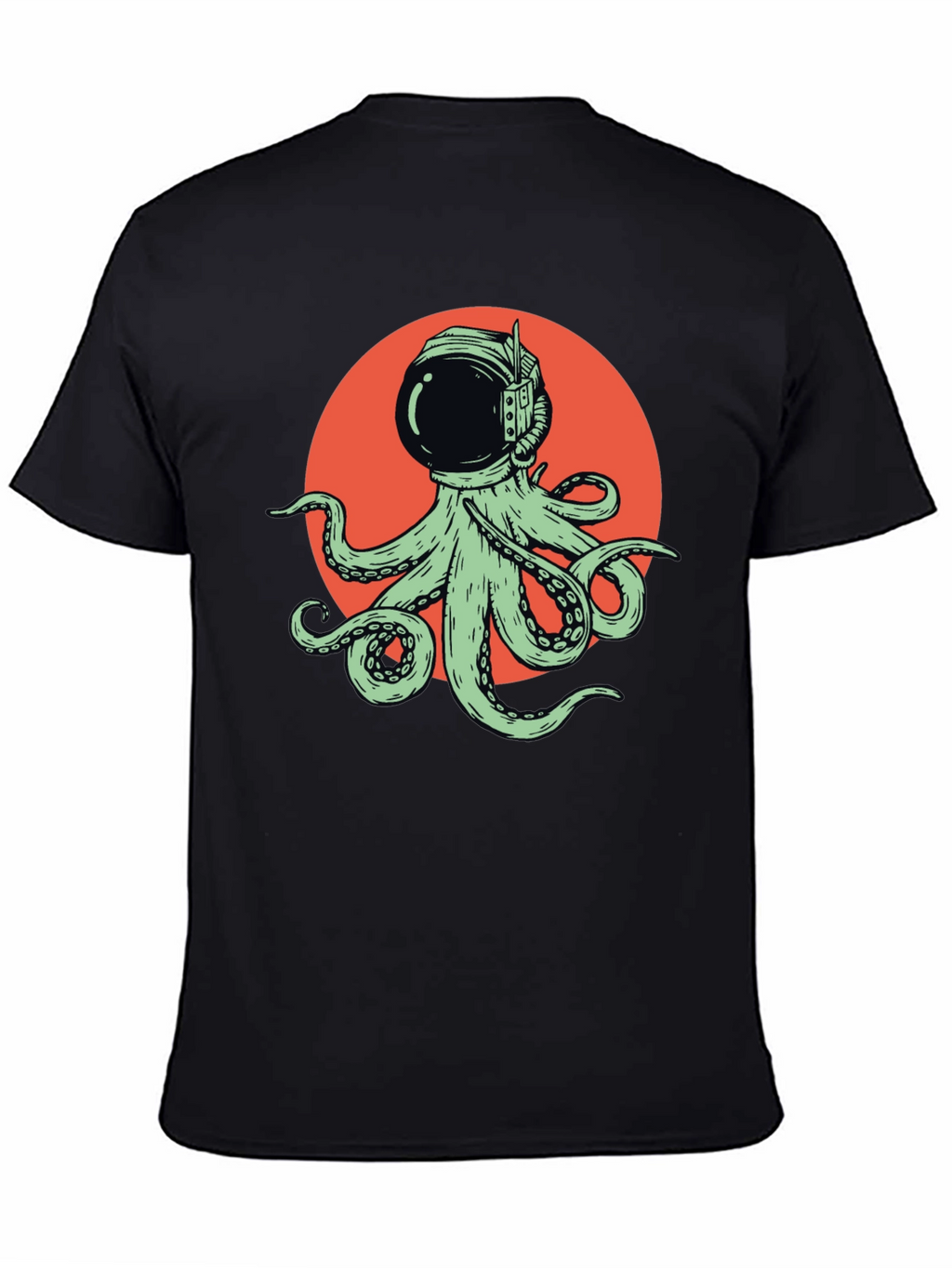 Octopus Astronaut Graphic Tee - Black Cotton T-Shirt