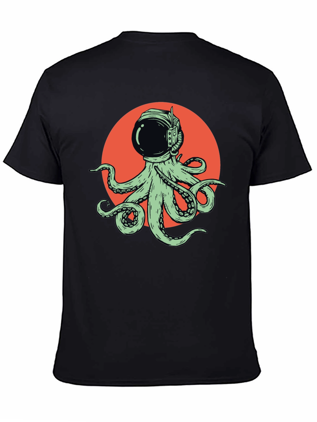 Octopus Astronaut Graphic Tee - Black Cotton T-Shirt