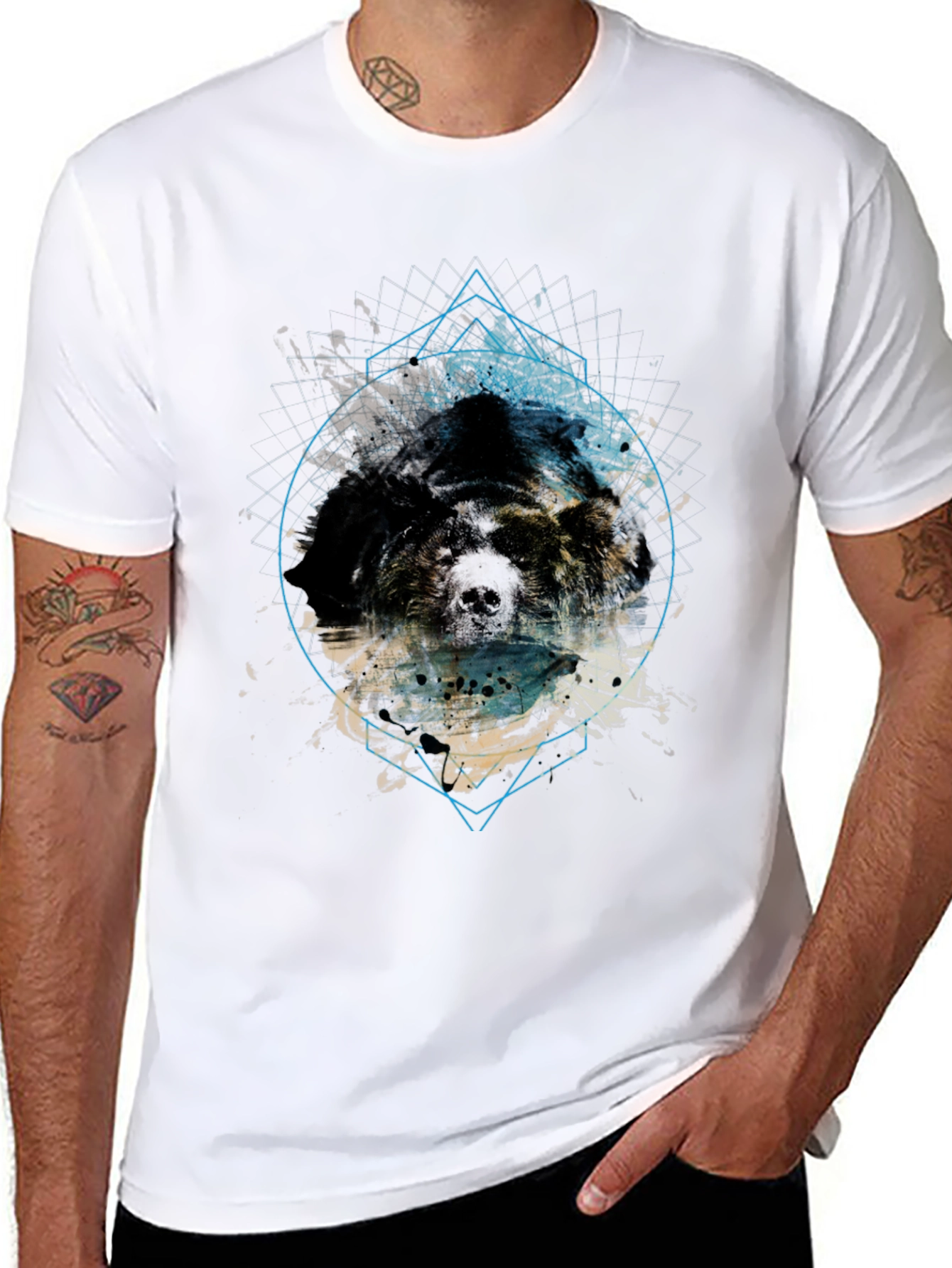 Abstract Skull Graphic Tee - Mens Black T-Shirt