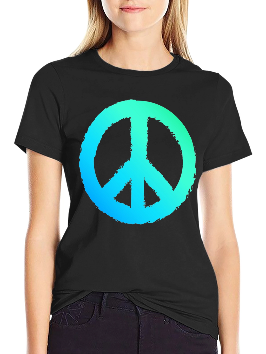 Peace Sign Graphic Black T-Shirt