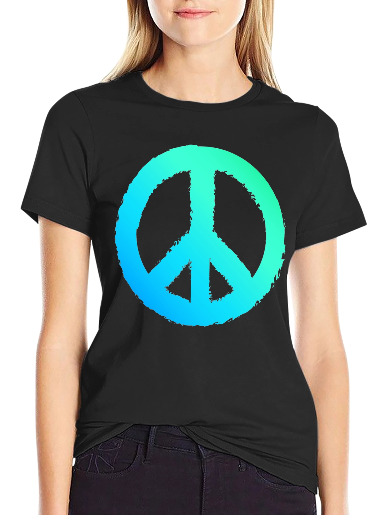 Peace Sign Graphic Black T-Shirt