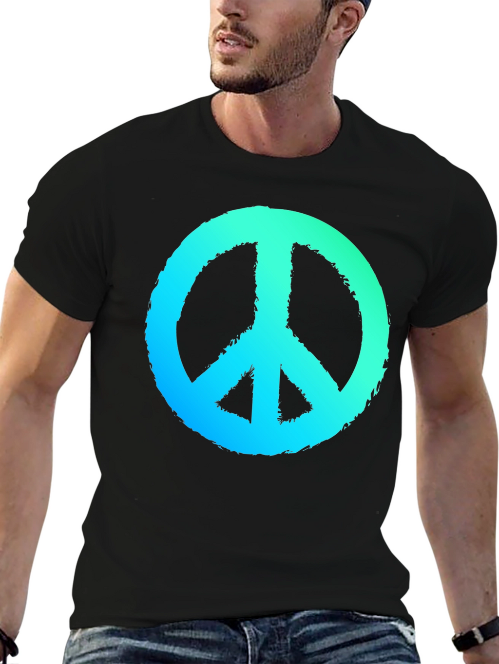 Peace Sign Graphic Black T-Shirt