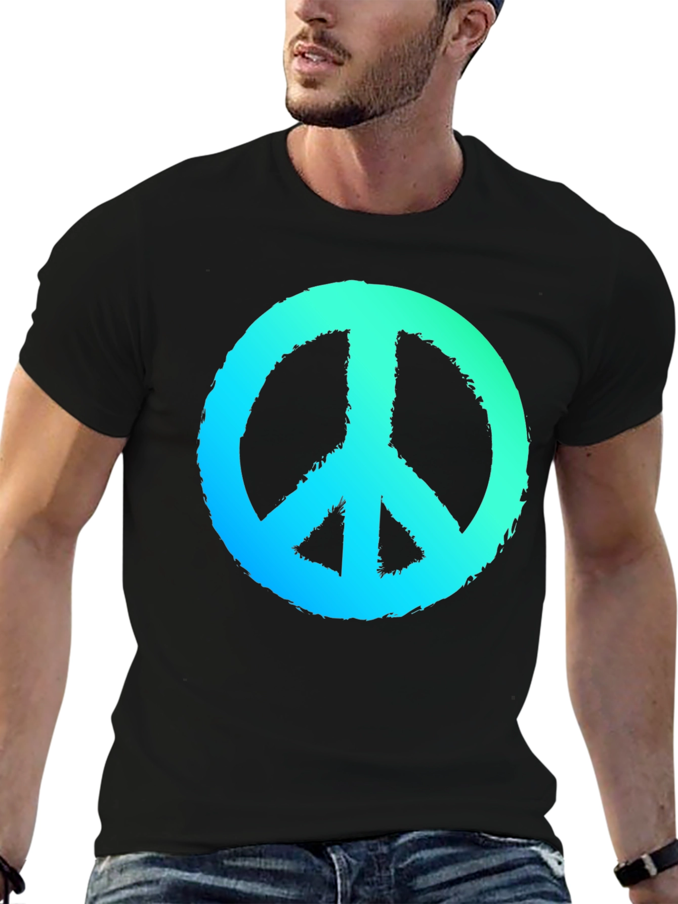 Peace Sign Graphic Black T-Shirt