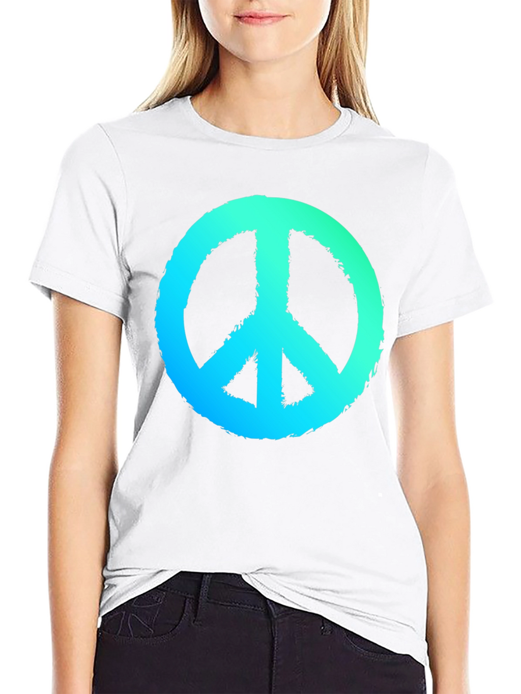 Peace Sign Graphic Black T-Shirt