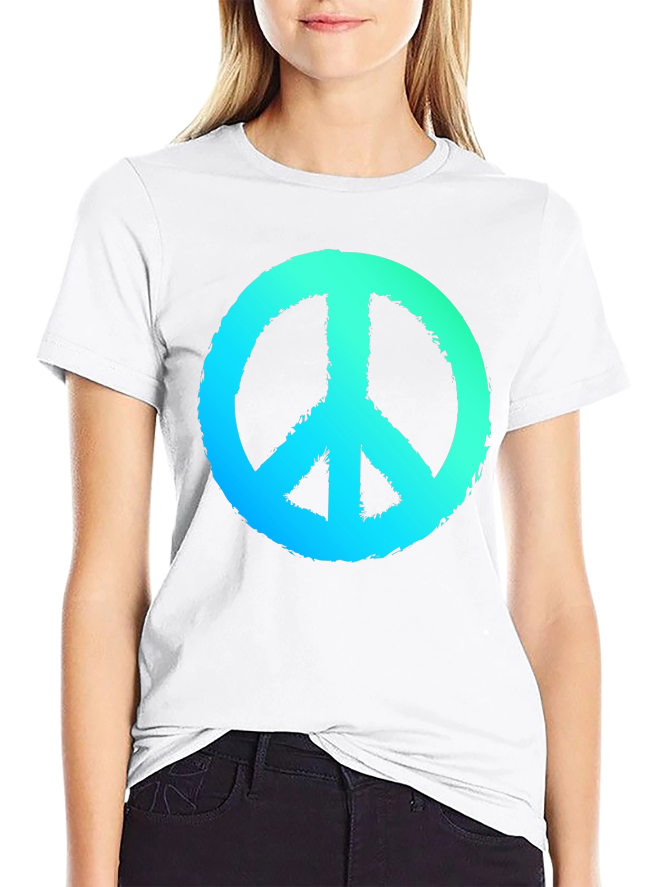 Peace Sign Graphic Black T-Shirt