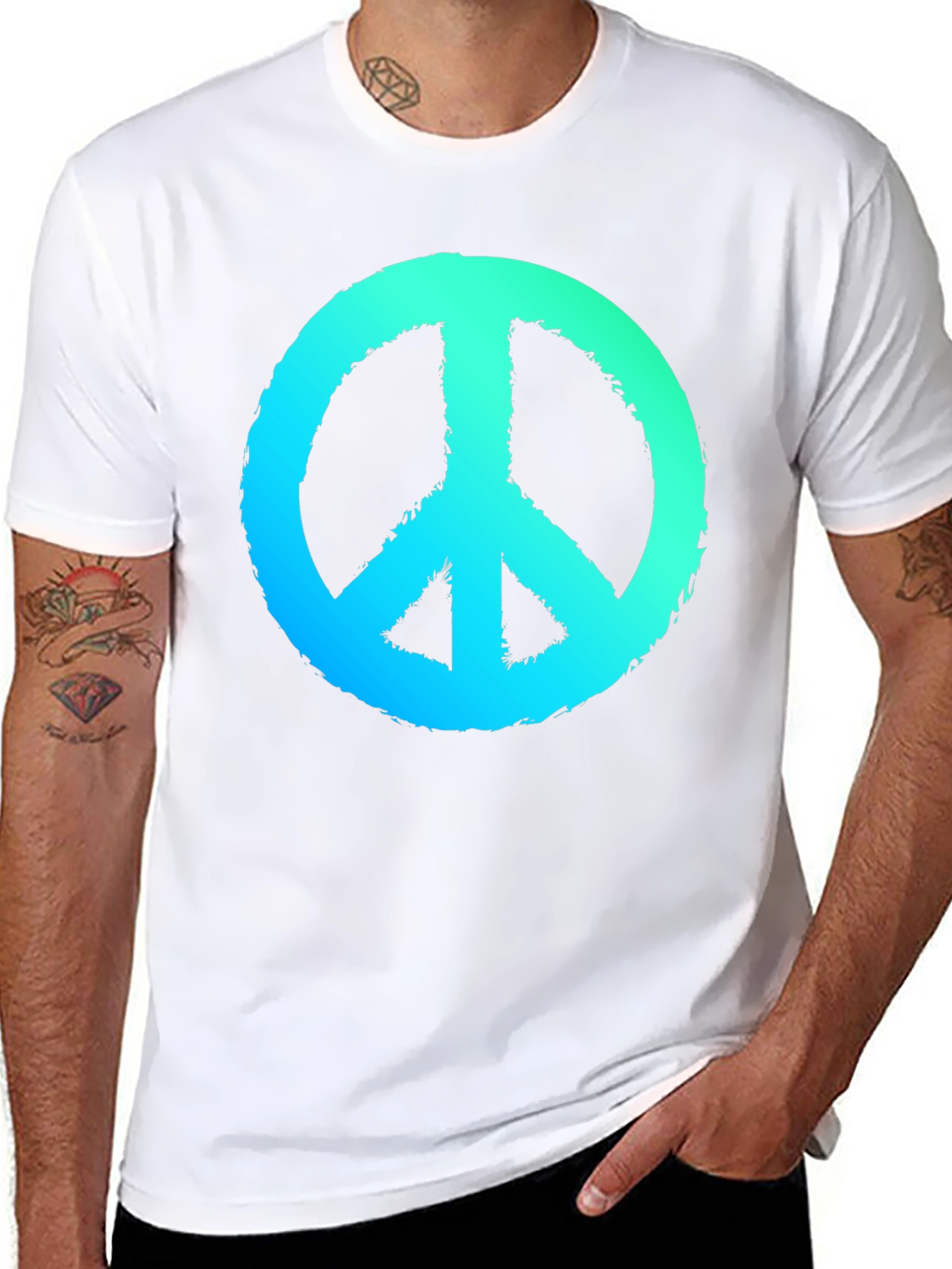 Peace Sign Graphic Black T-Shirt