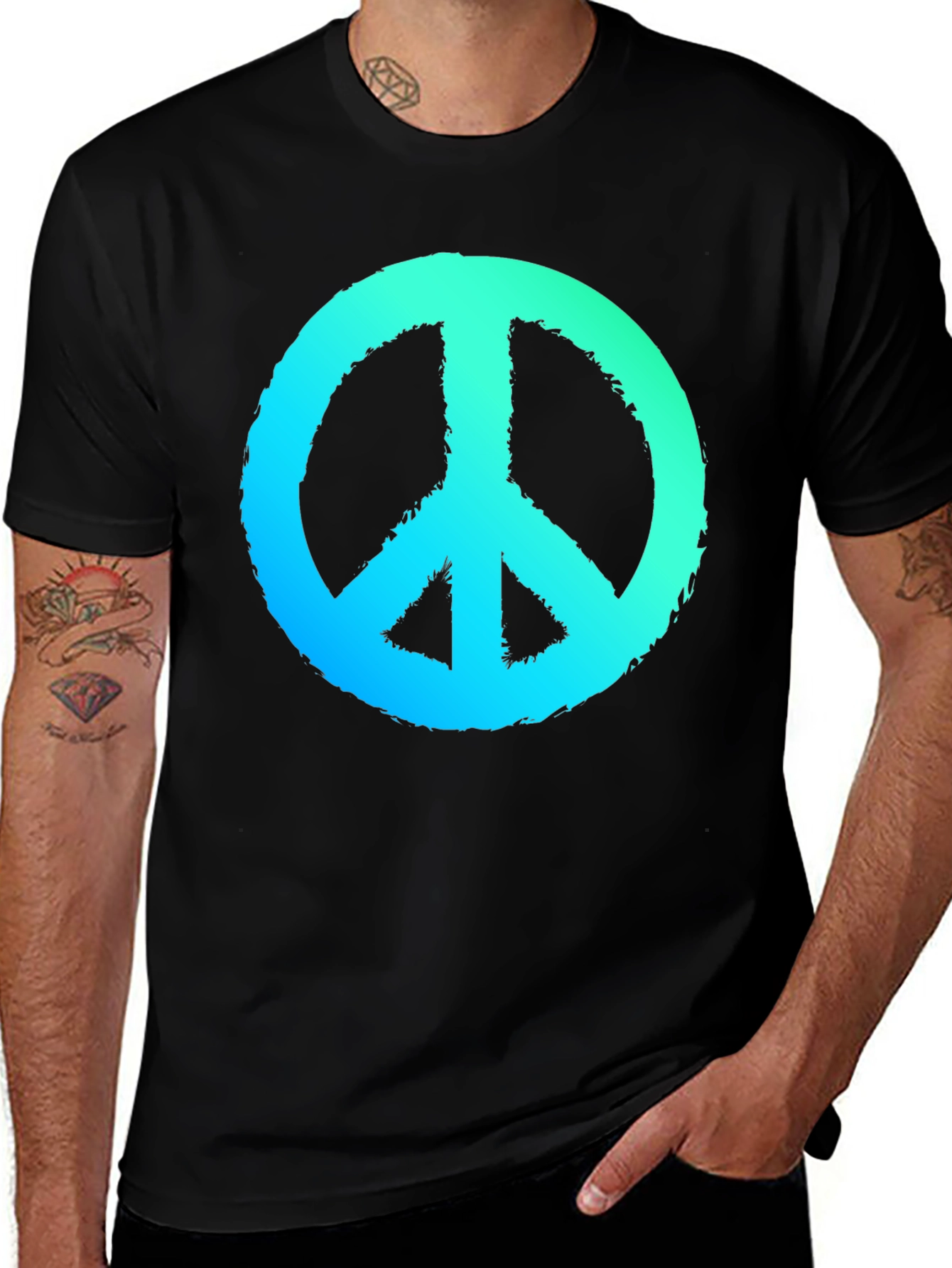 Peace Sign Graphic Black T-Shirt
