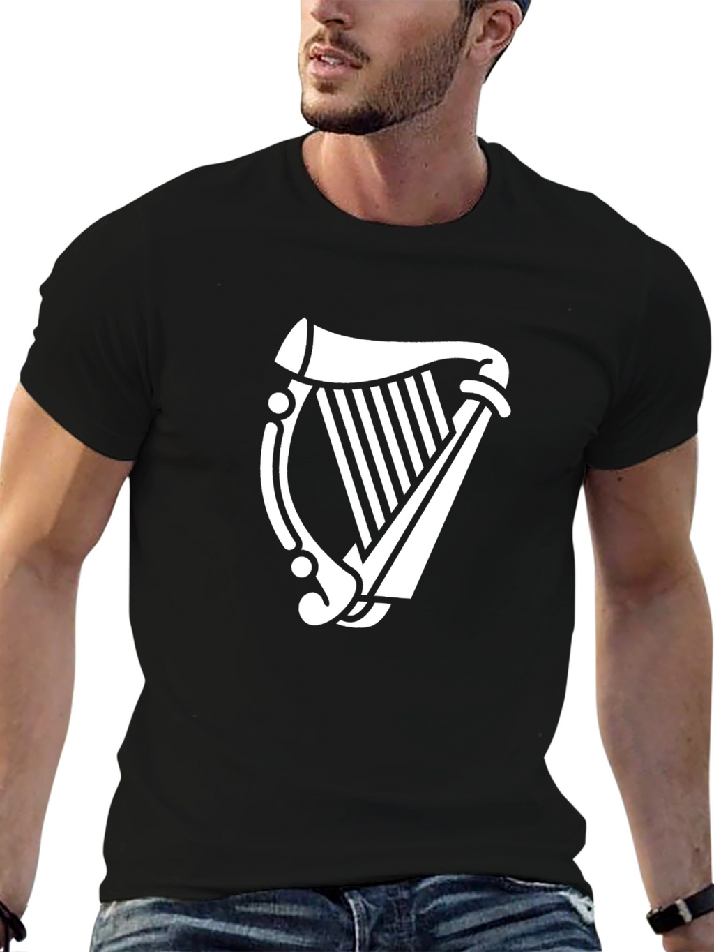 Irish Harp Graphic T-Shirt - Black