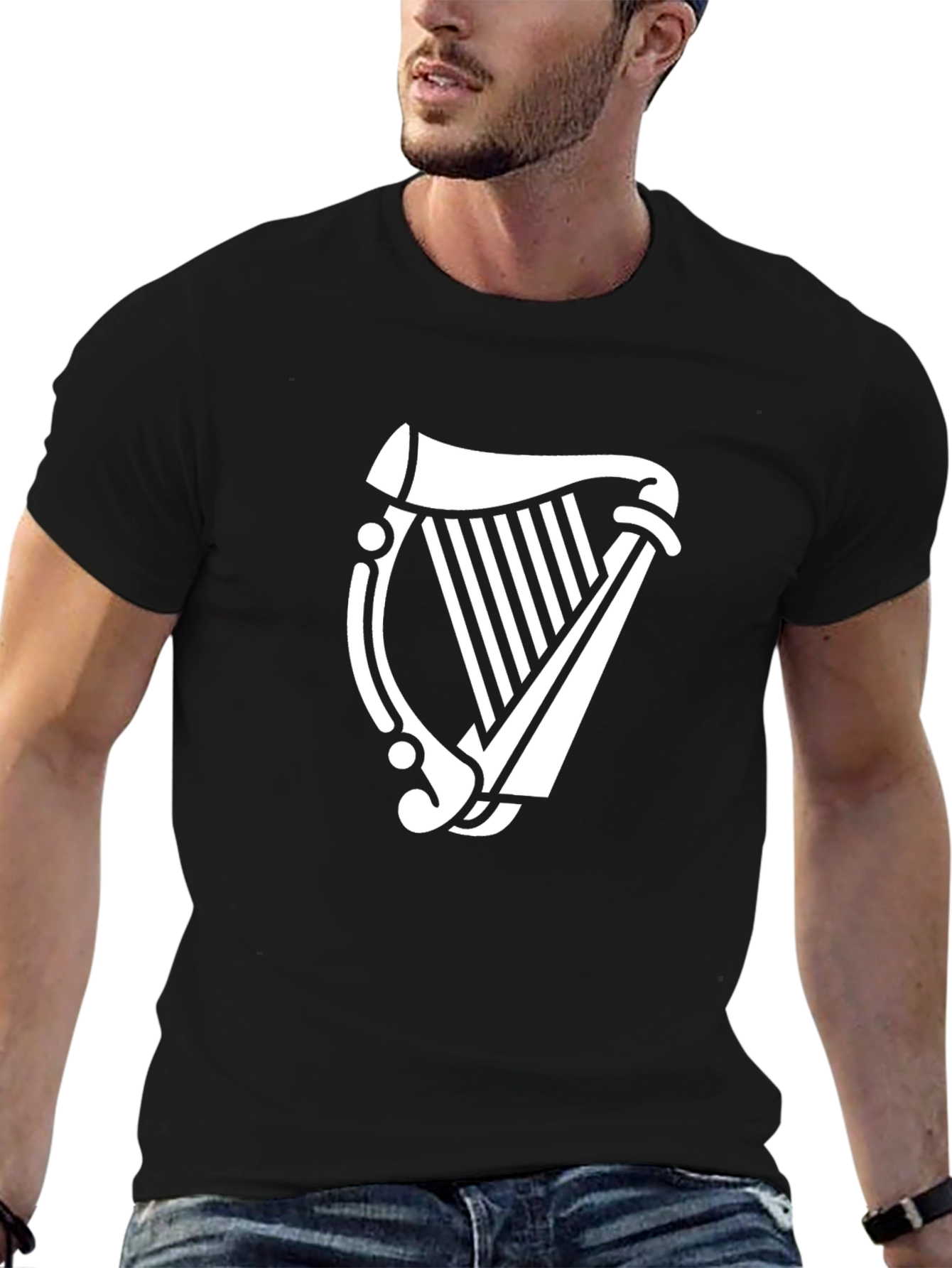 Irish Harp Graphic T-Shirt - Black