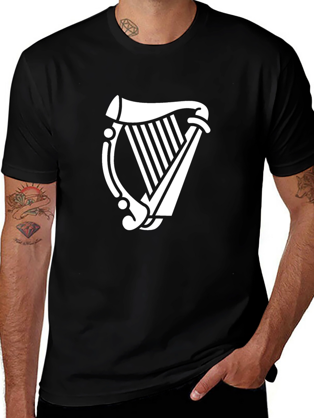 Irish Harp Graphic T-Shirt - Black