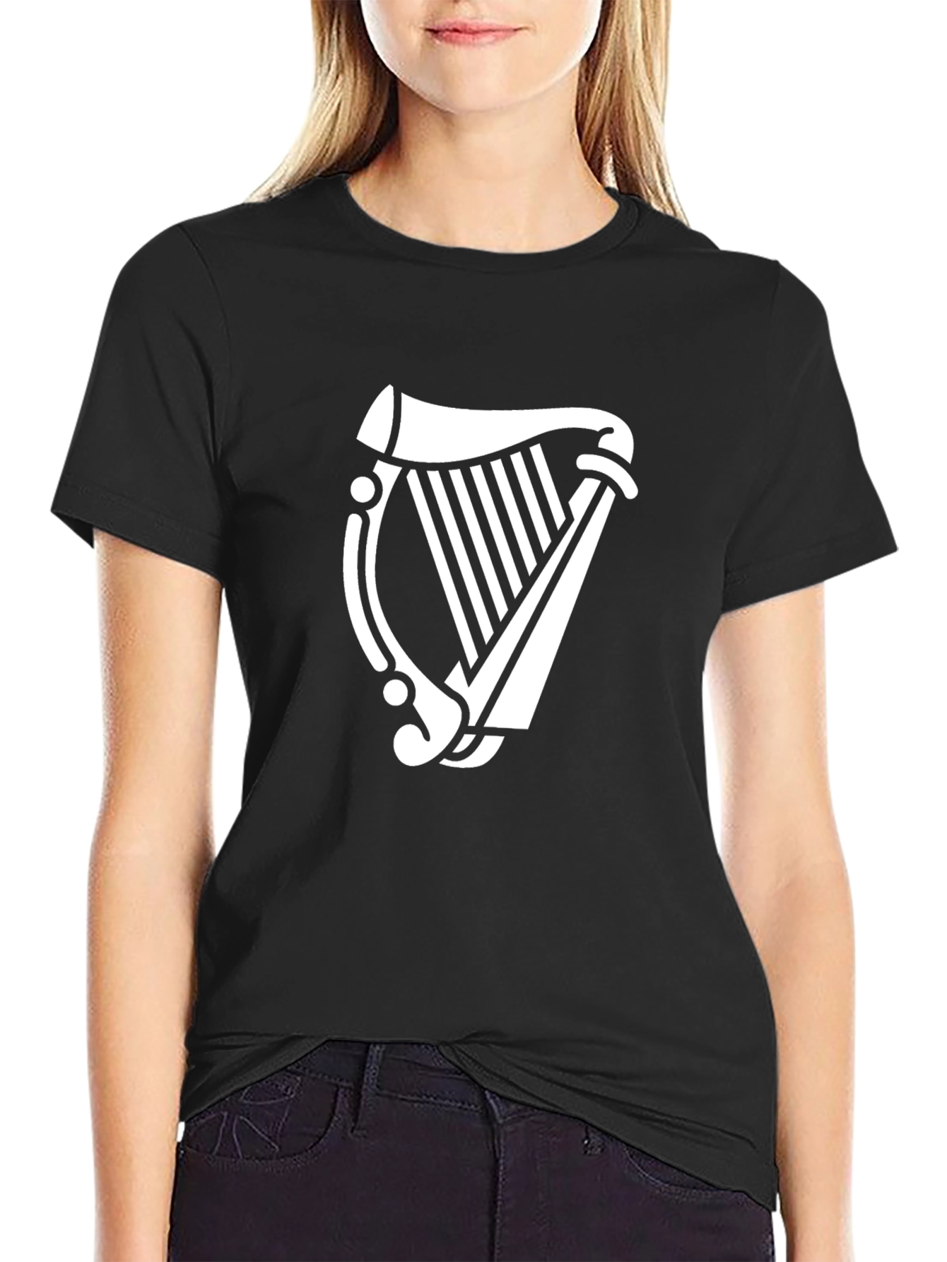 Irish Harp Graphic T-Shirt - Black