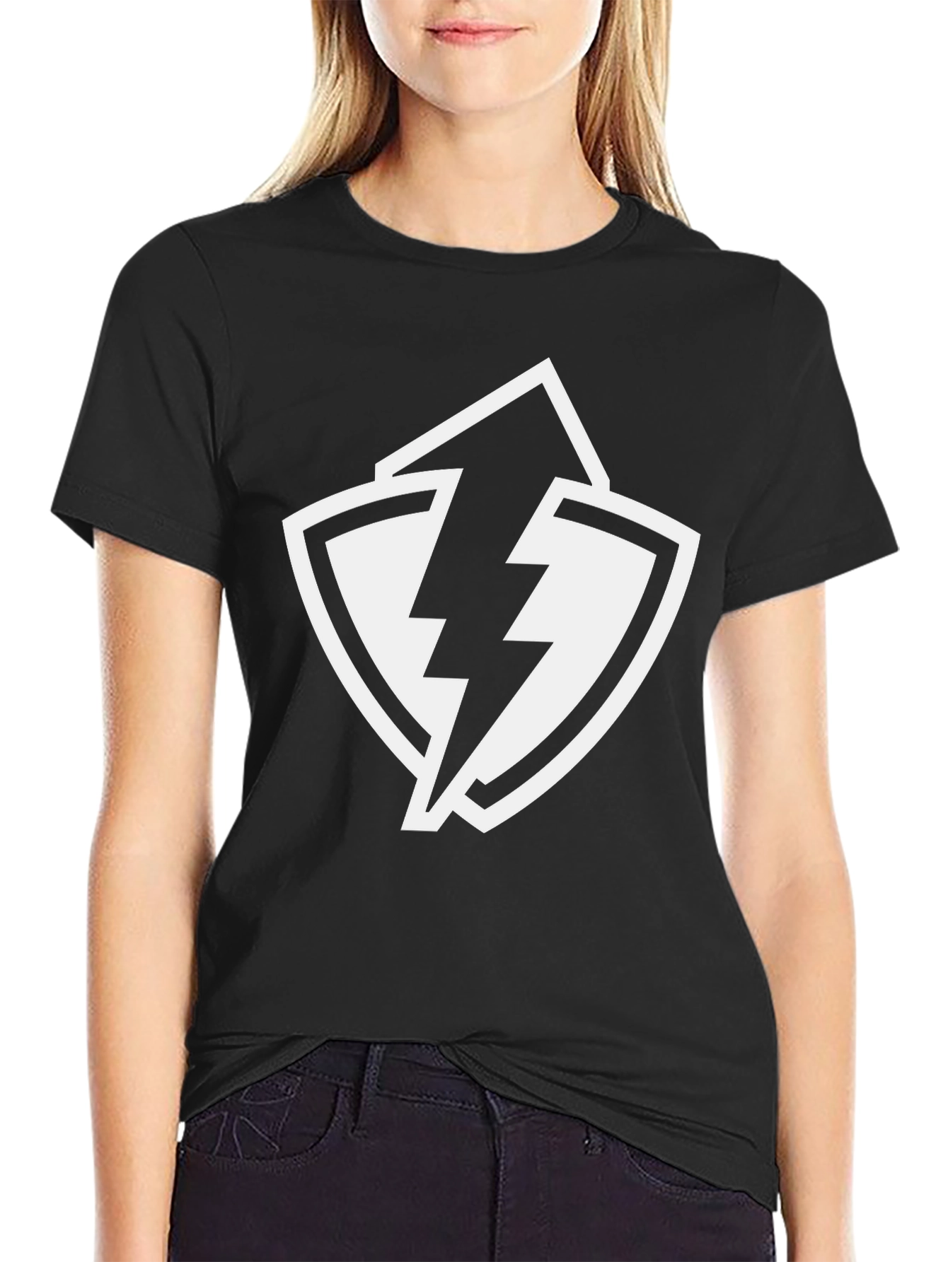 Lightning Bolt Shield Graphic Black T-Shirt