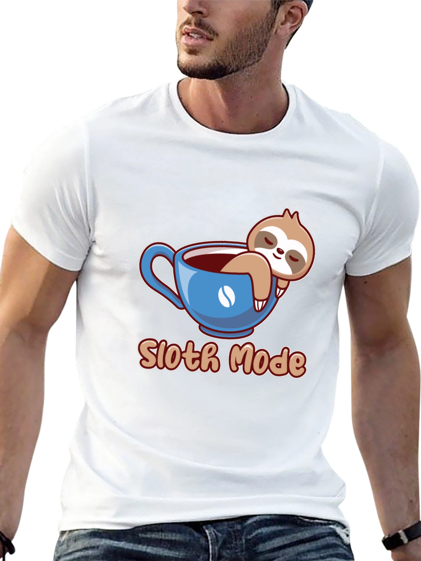 Sloth Mode Coffee Cup T-Shirt - Relaxed & Comfy