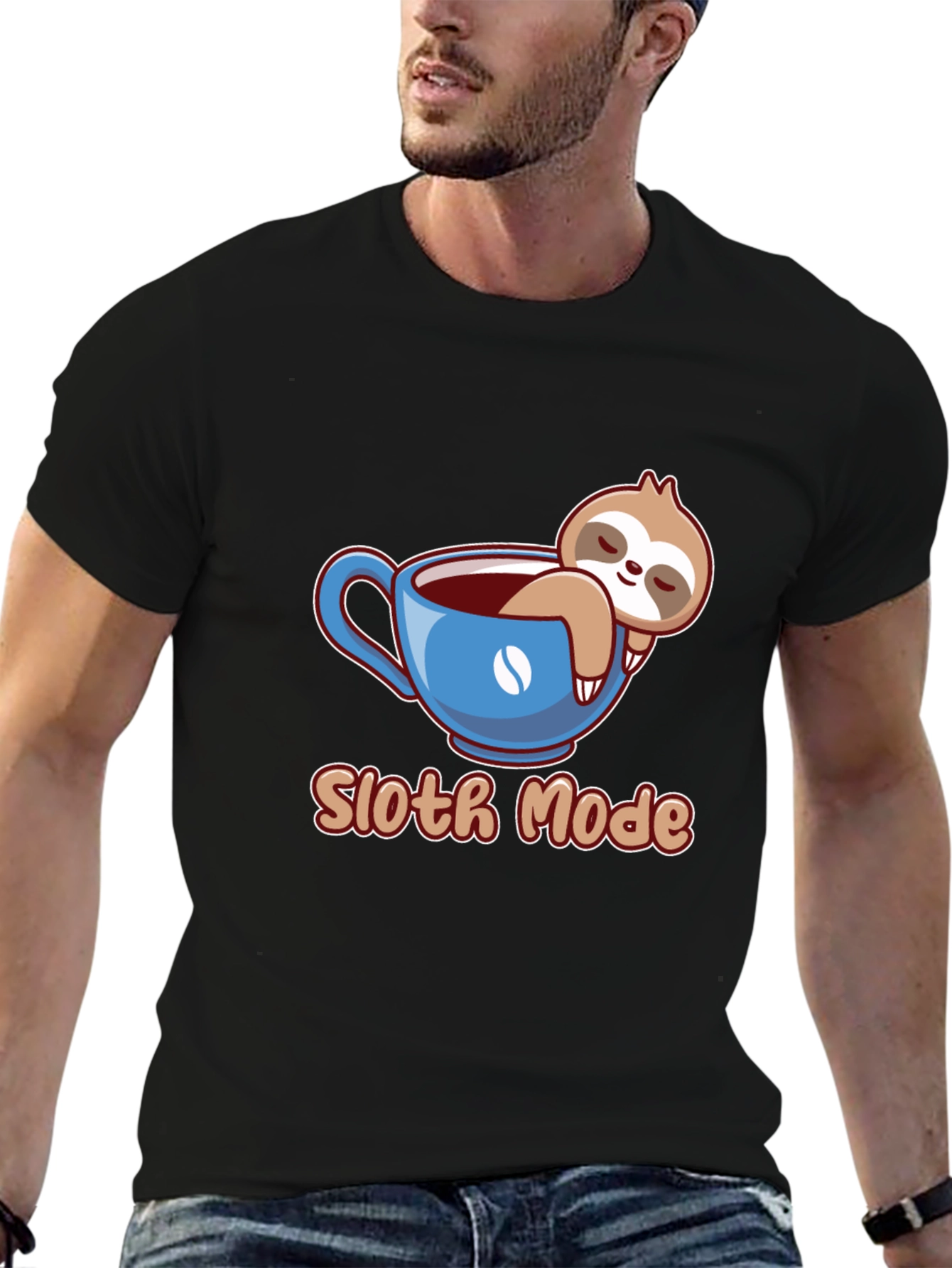 Sloth Mode Coffee Cup T-Shirt - Relaxed & Comfy