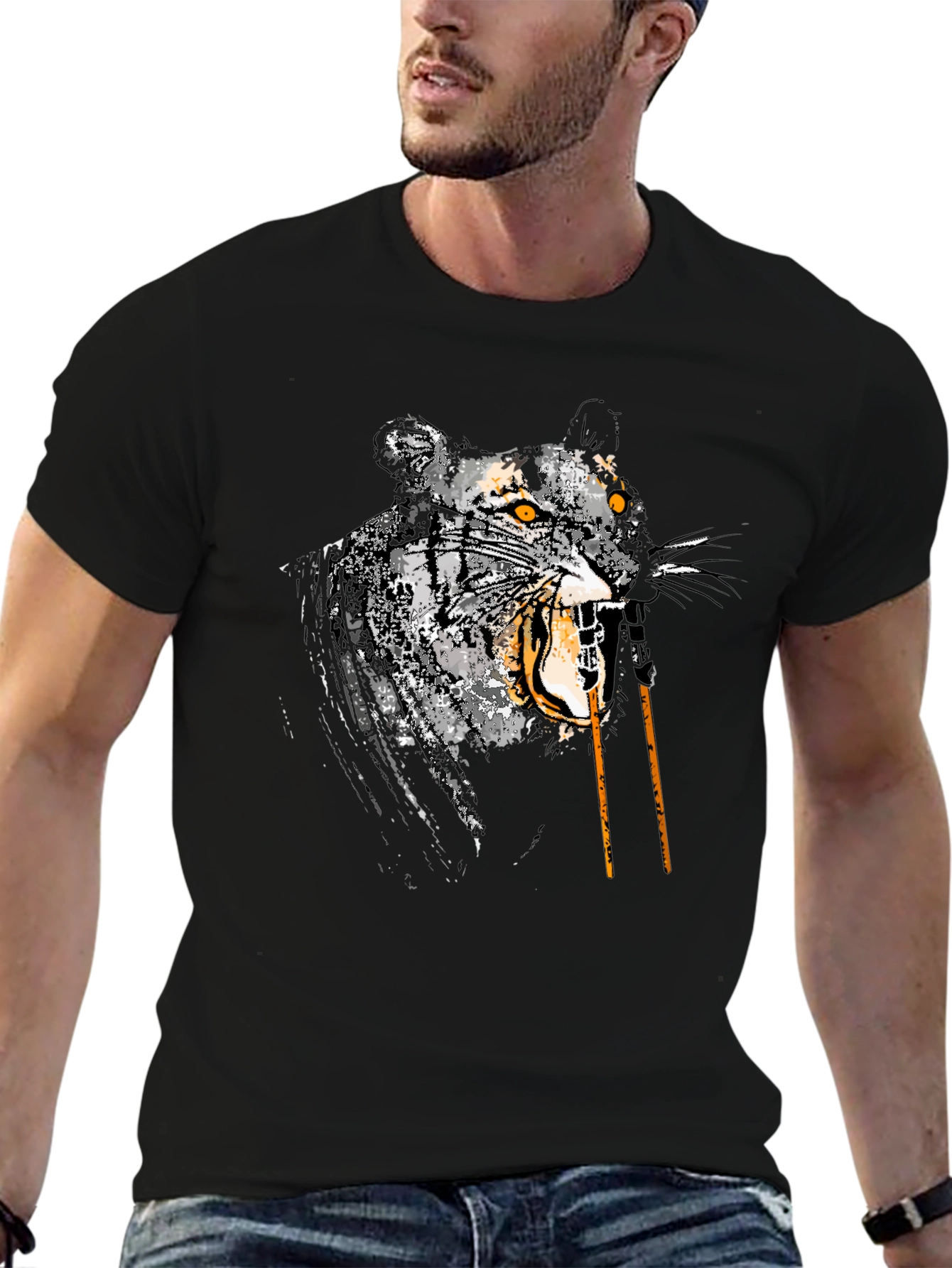 Roaring Tiger Graphic Tee - Mens Black T-Shirt